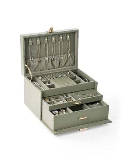 3-Tier Jewelry Box, Jewelry Organizer Box with 2 Drawers, Large Storage green | eBay