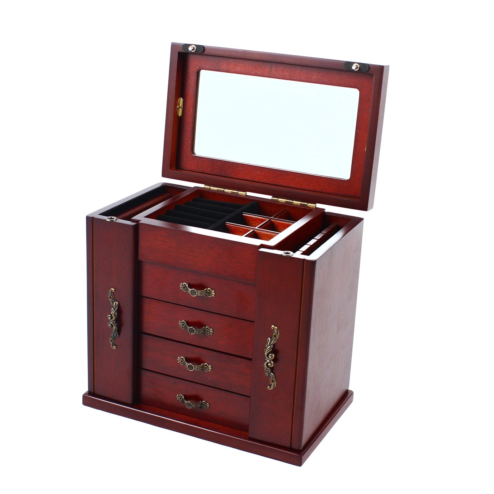 Large Capacity Vintage Wooden Jewelry Box for Women Jewelry Organizer 5 Layer US | eBay