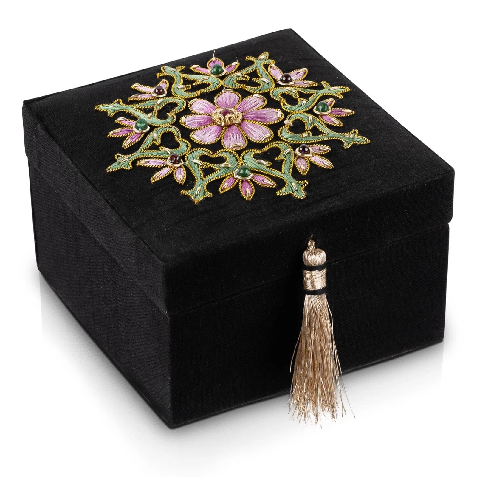 Handmade Silk Jewelry Storage Box | Embroidered Keepsake with Ruby Gemstone | eBay