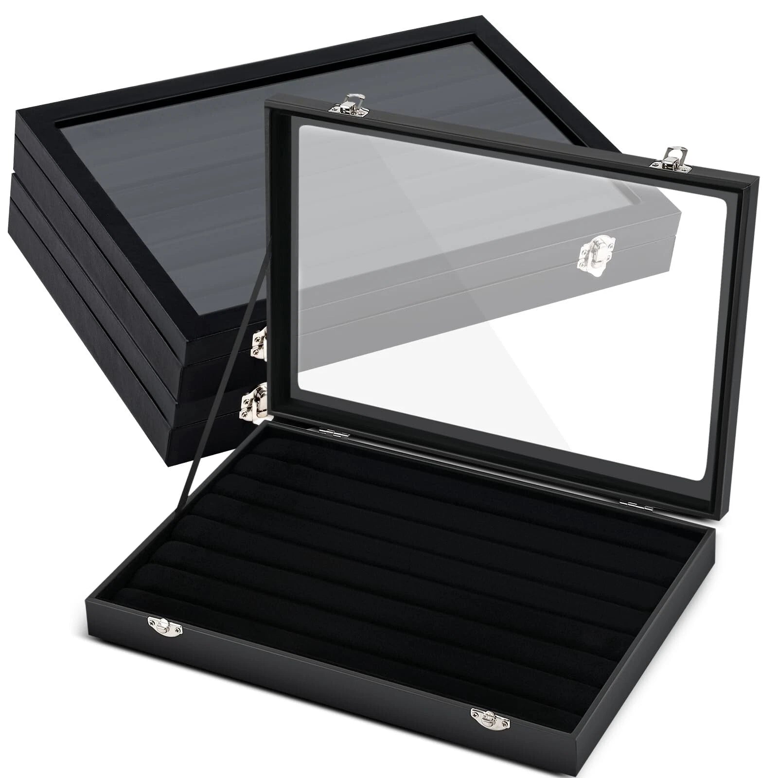 Sasylvia 3 Pcs Large 100 Slots Jewelry Box Velvet Multiple Ring Organizer Box... | eBay