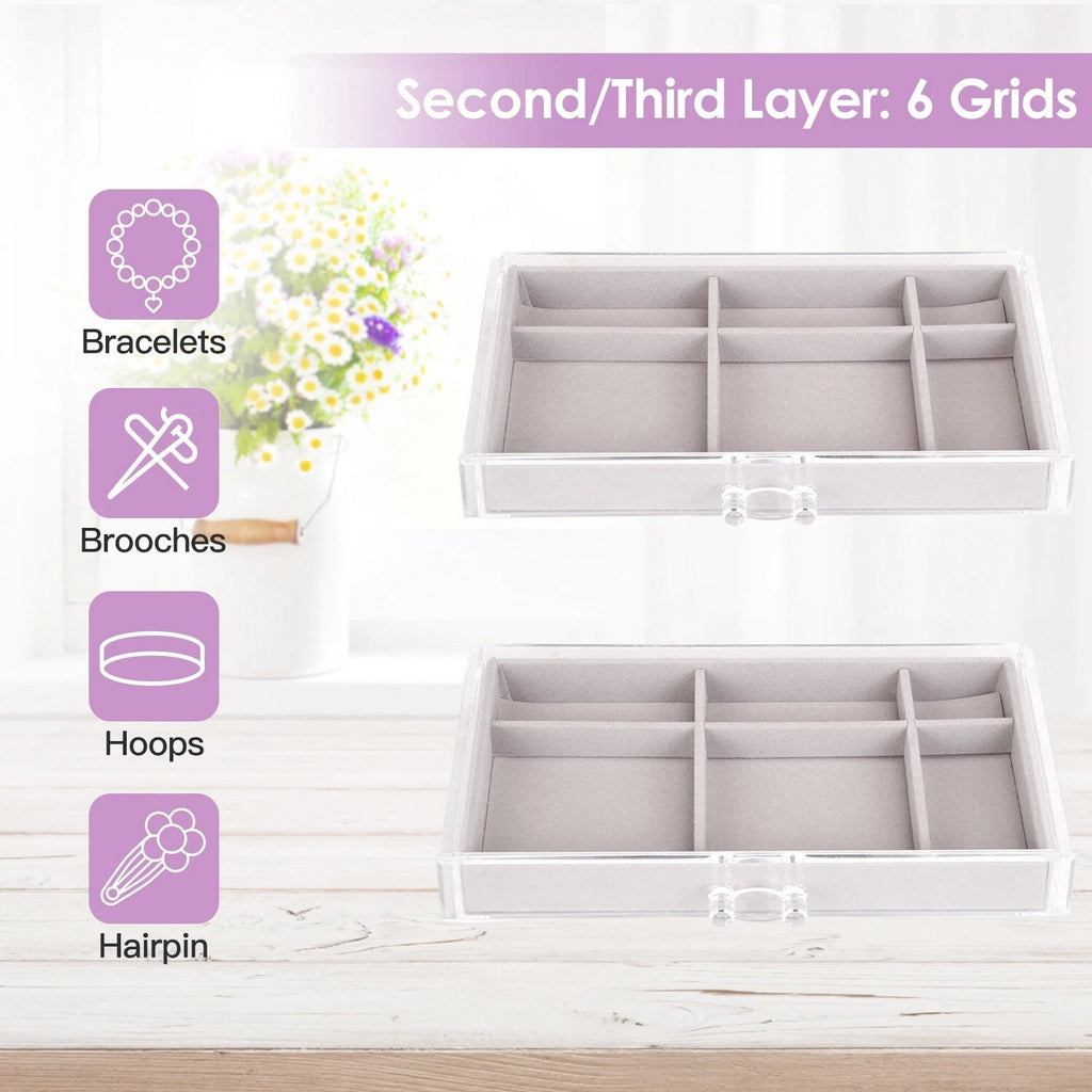Stackable Jewelry Box Necklaces Jewelry Holder Velvet Holder Storage Organizer | eBay