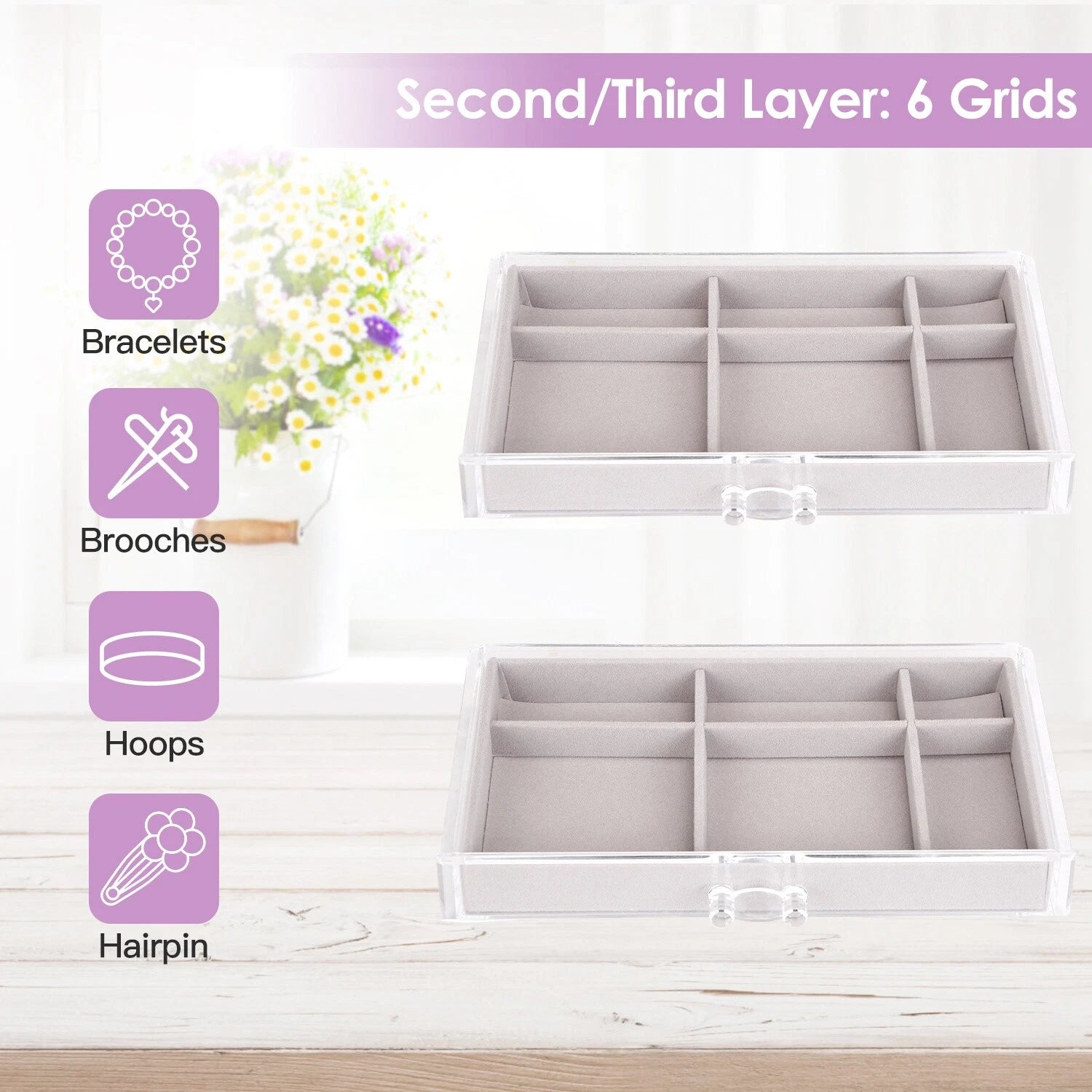 Stackable Jewelry Box Necklaces Jewelry Holder Velvet Holder Storage Organizer | eBay