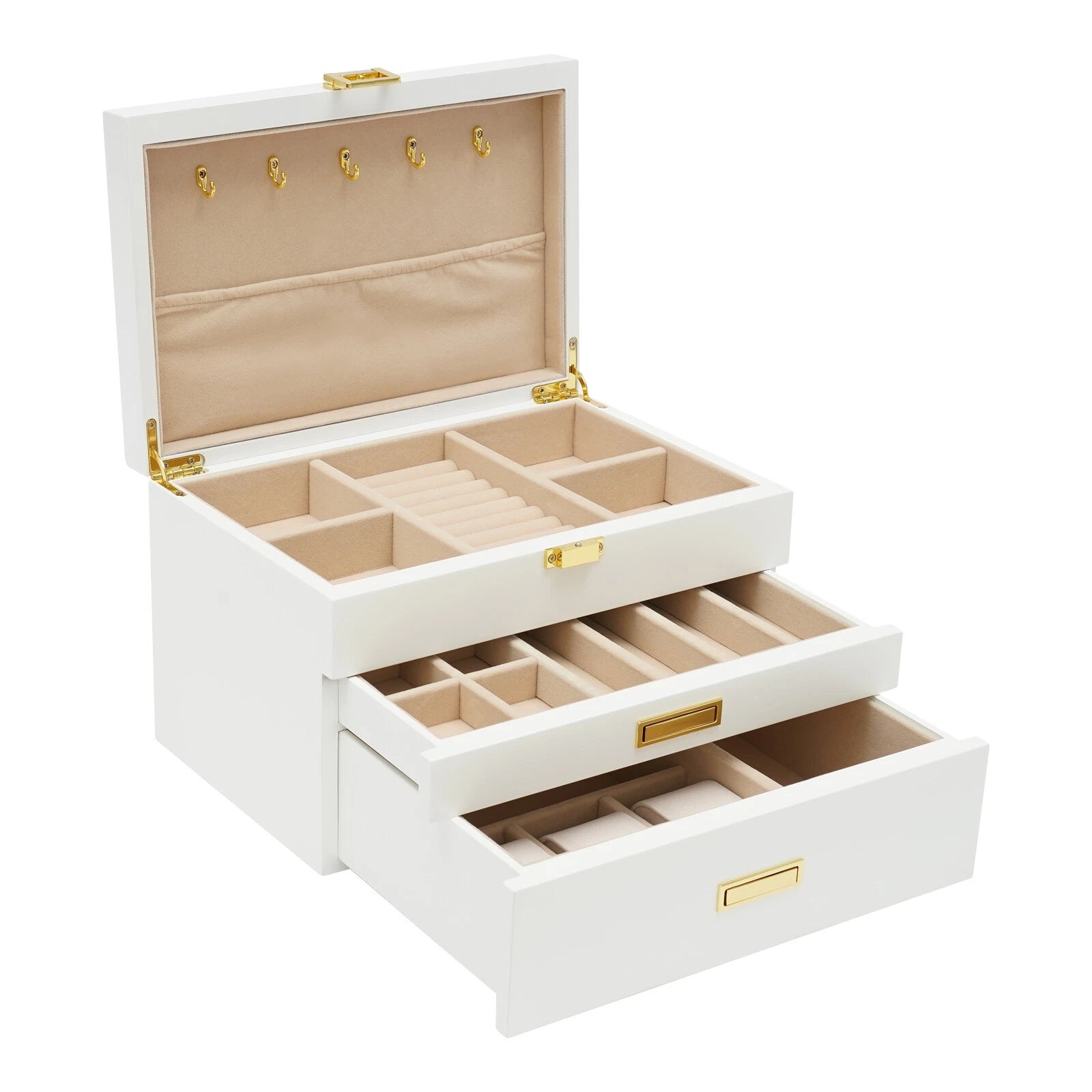 11*7.5*7.1in 3-Layer White Jewelry Organizer Box For Storage Earrings Necklace | eBay