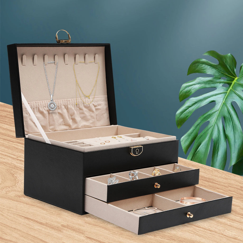 PU Watch Storage Box with Drawer Jewelry Organizer Watch Holder Display Case | eBay