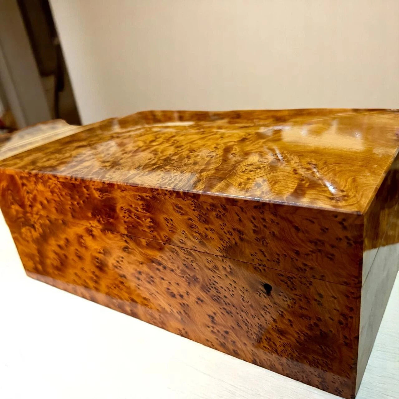 Large Burl Thuya Wood Jewelry Box with Key – Handcrafted Organizer from Morocco | eBay