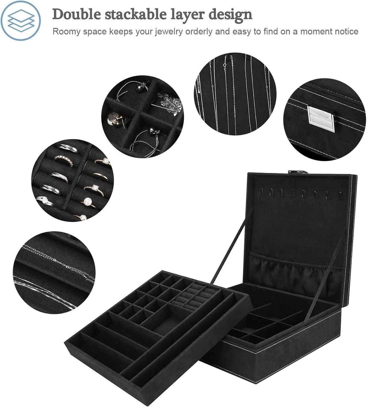 Luxurious Freestanding Jewelry Case - Velvet Organizer for Necklaces & Earrings | eBay