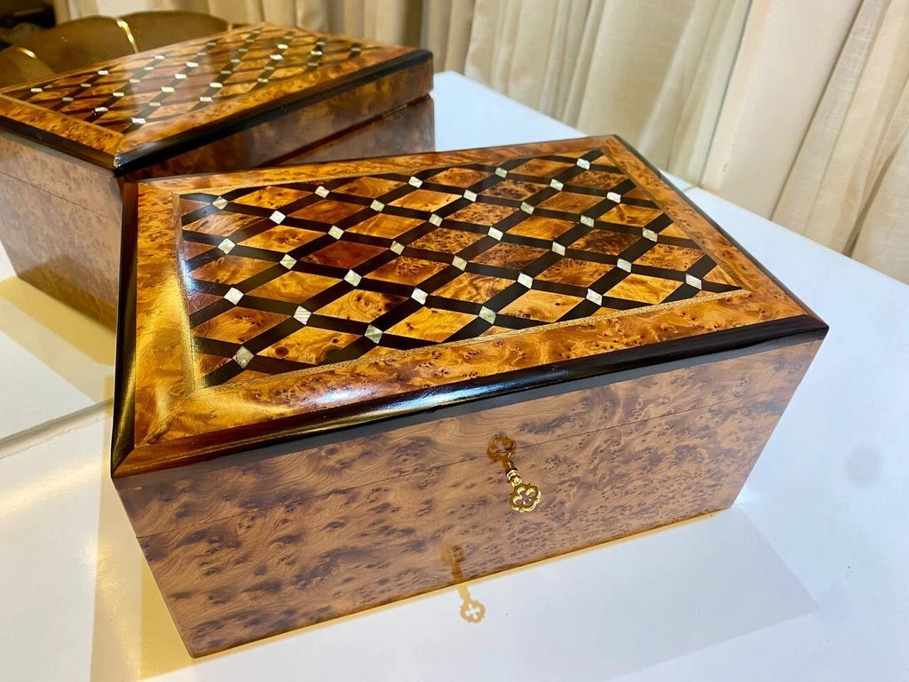 Big Moroccan jewellery Box lockable thuya wooden Jewelry Gift Box organizer | eBay
