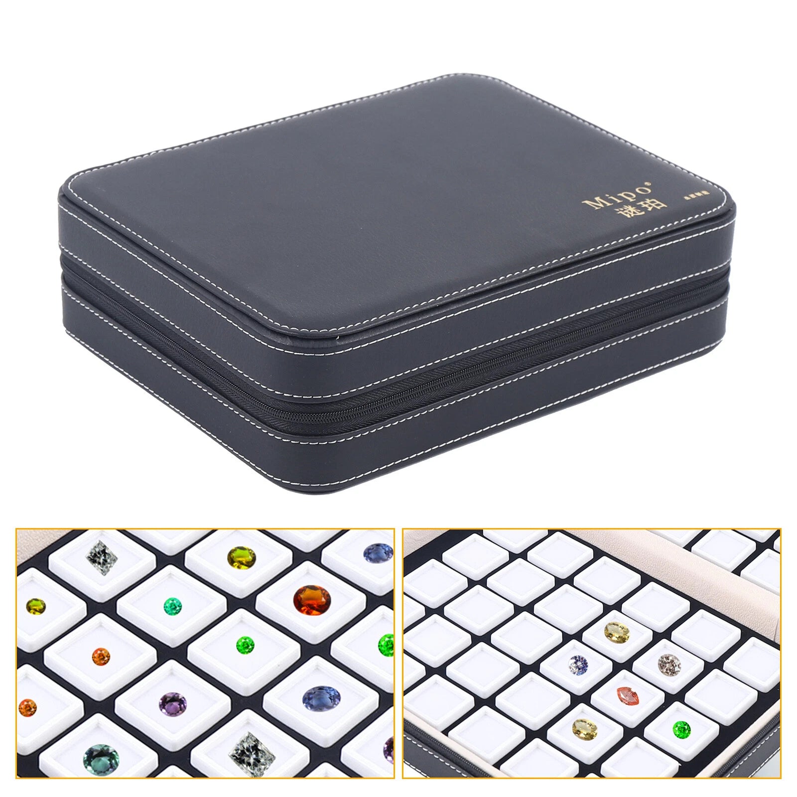Gemstone Diamond Storage Box 60 Grids Gem Jewelry Organizer Jade Display Case US | eBay