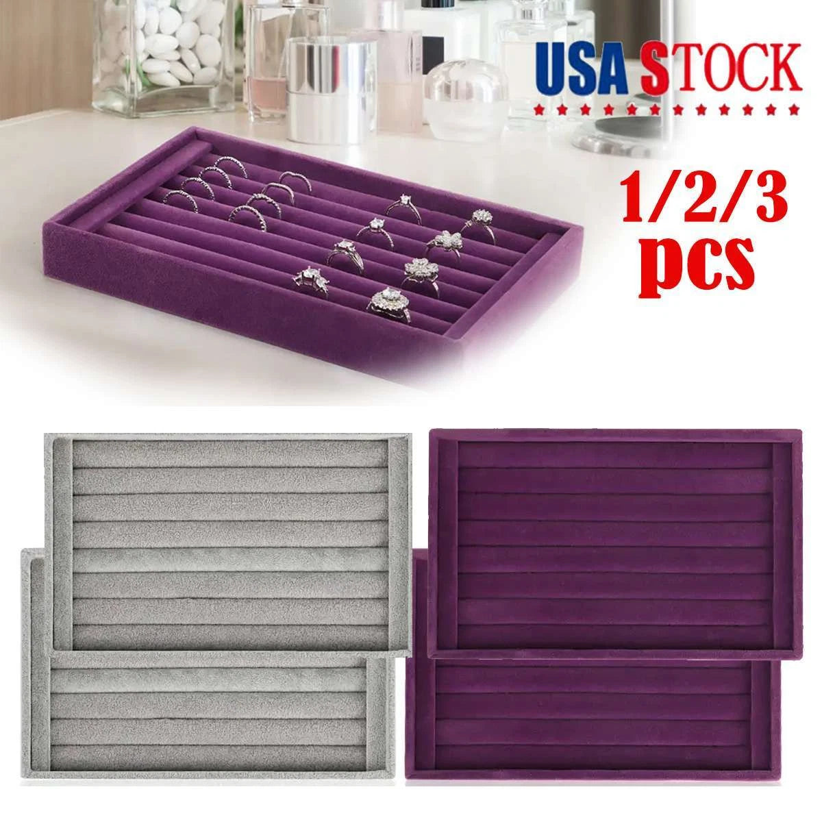 Jewelry Ring Display Organizer Case Holder Earring Storage Tray Velvet show Box | eBay