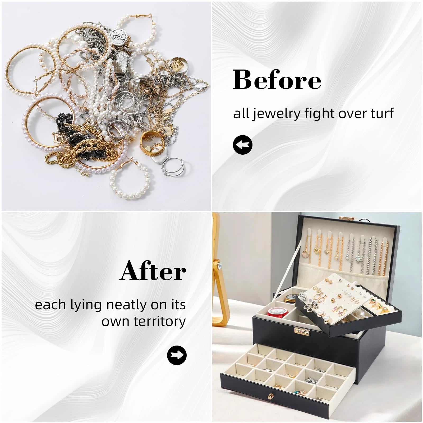 3 Layers Jewelry Box White Jewelry Boxes for Women with Drawer Jewelry Organi... | eBay