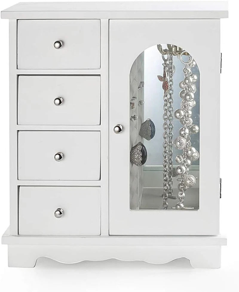 White Jewelry Box for Girls Wooden Makeup and Accessories Organizer Ring Storage | eBay