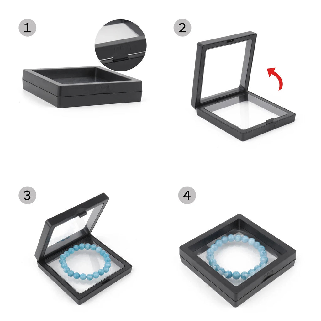 PE Film Jewelry Storage Box 3D Packaging Case Floating Frame Necklace Display | eBay