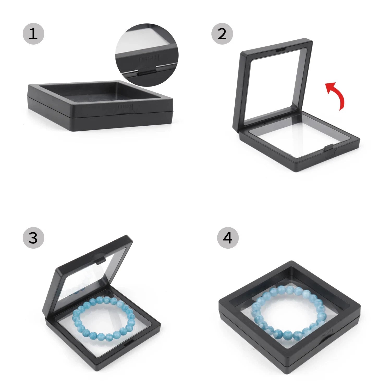 PE Film Jewelry Storage Box 3D Packaging Case Floating Frame Necklace Display | eBay