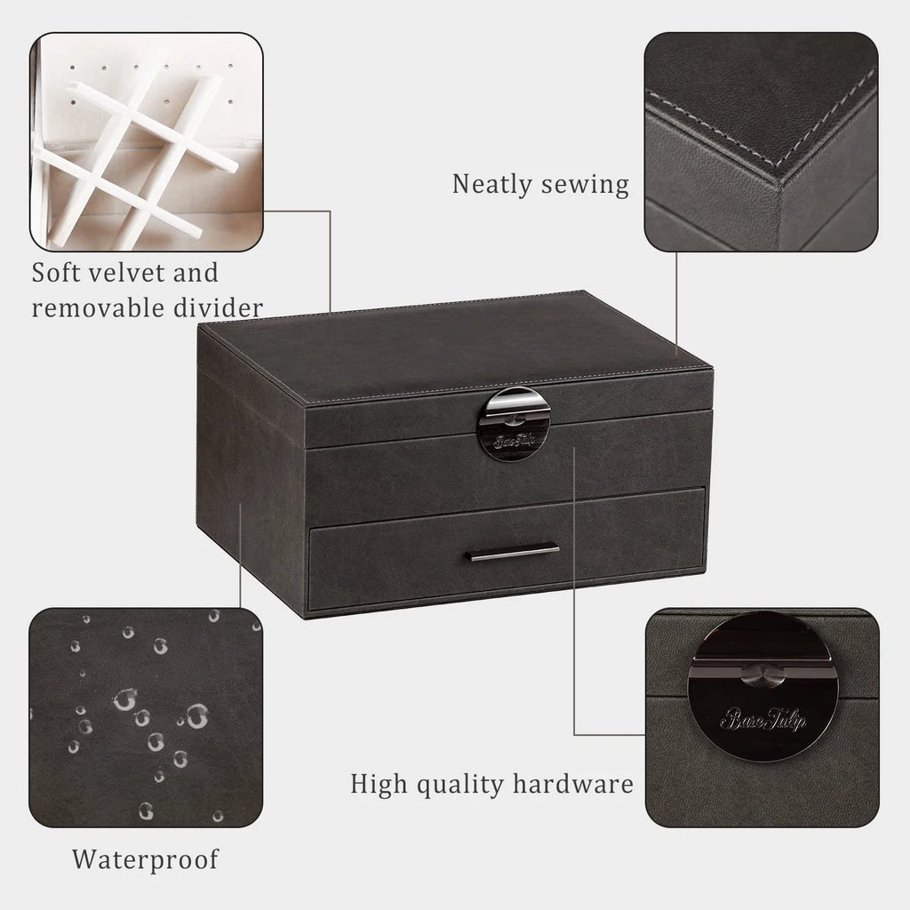 Jewelry Box for Men 2 Layer Jewelry Organizer with 1 Drawer for Storage Displ... | eBay