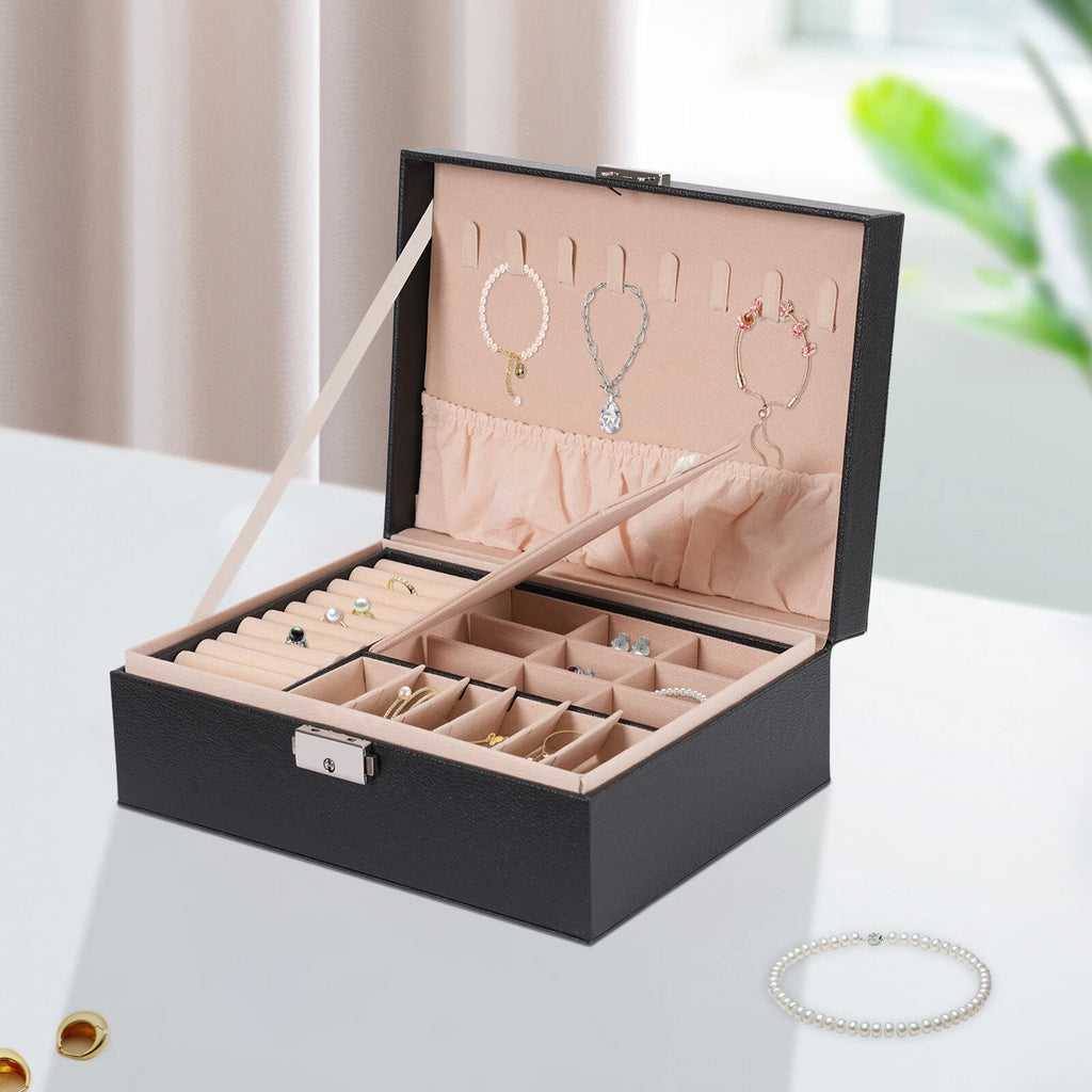 2Tier Portable Jewelry Box Organizer Watch Necklace Ornament Case Travel Storage | eBay