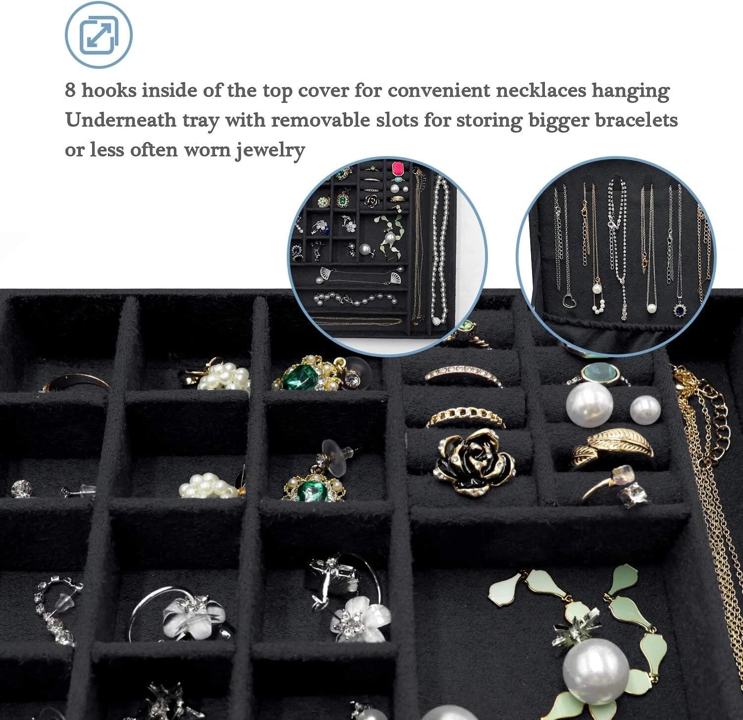 Luxurious Freestanding Jewelry Case - Velvet Organizer for Necklaces & Earrings | eBay