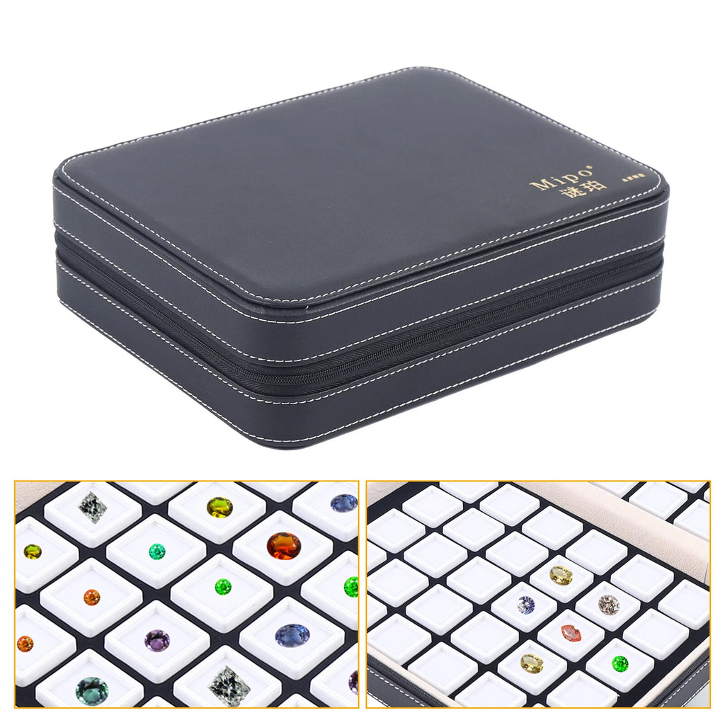 Gem Diamond Gemstone Display Collection 60 Grids Storage Box Holder Leather Box | eBay