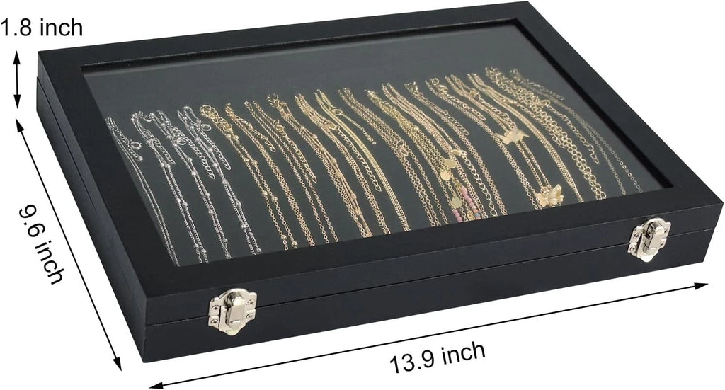 Premium Sky Blue Necklace Organizer Box with 20 Hooks & Transparent Lid | eBay