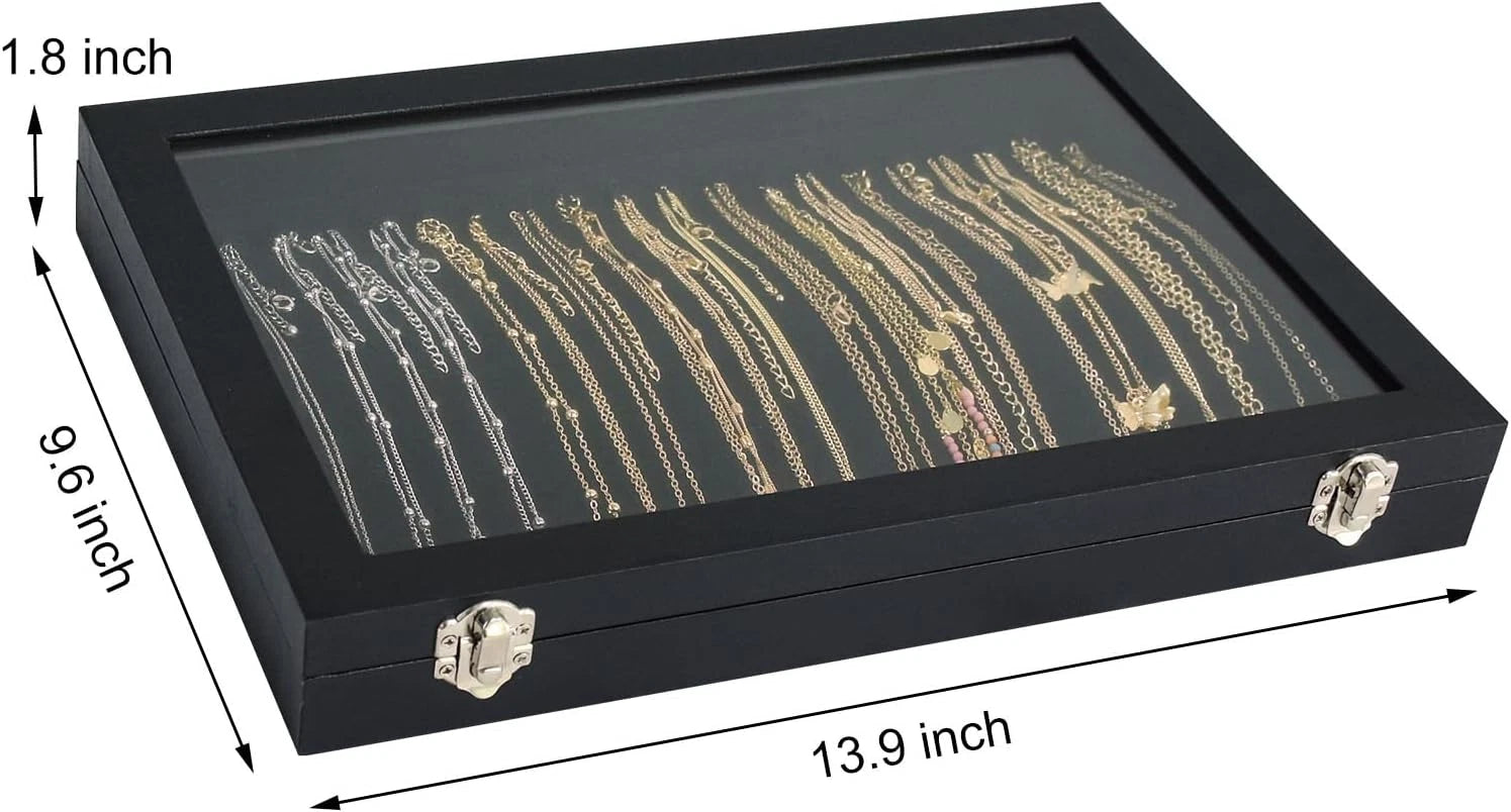 Premium Sky Blue Necklace Organizer Box with 20 Hooks & Transparent Lid | eBay