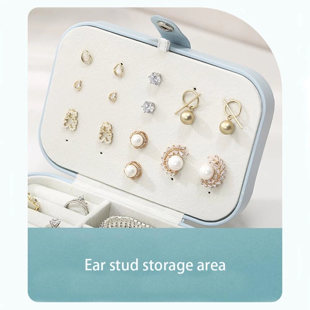 Blue Large Capacity Jewelry Storage Box, Portable Leather Jewelry Organizer f... | eBay