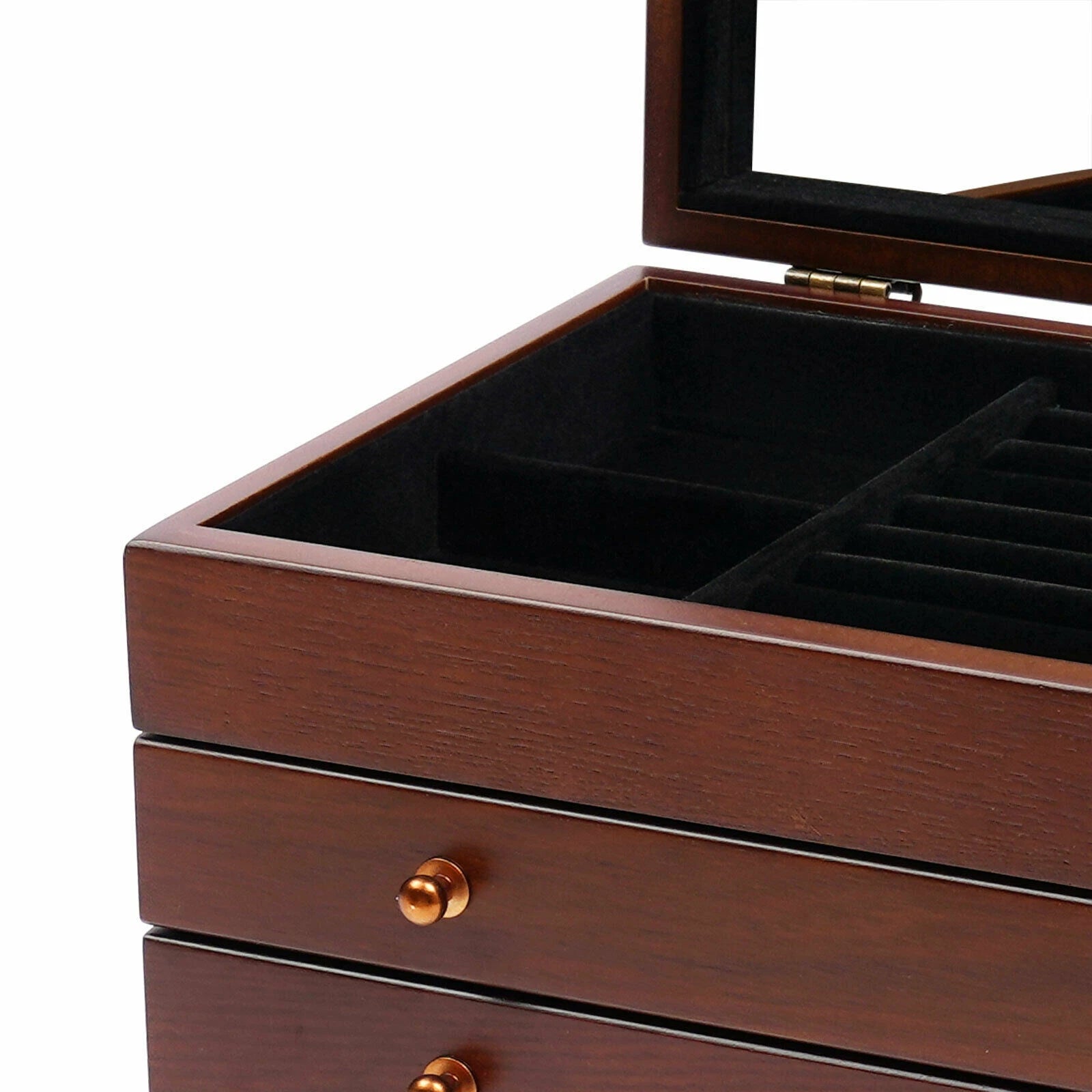 6-layer Wooden Jewelry Box Storage Box with Lock Mirror Brown Storage Box | eBay