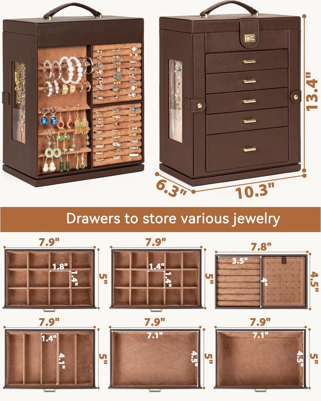 360° Rotating Jewelry Box 6-Tier Organizer Functional Jewelry Storage Case fo... | eBay