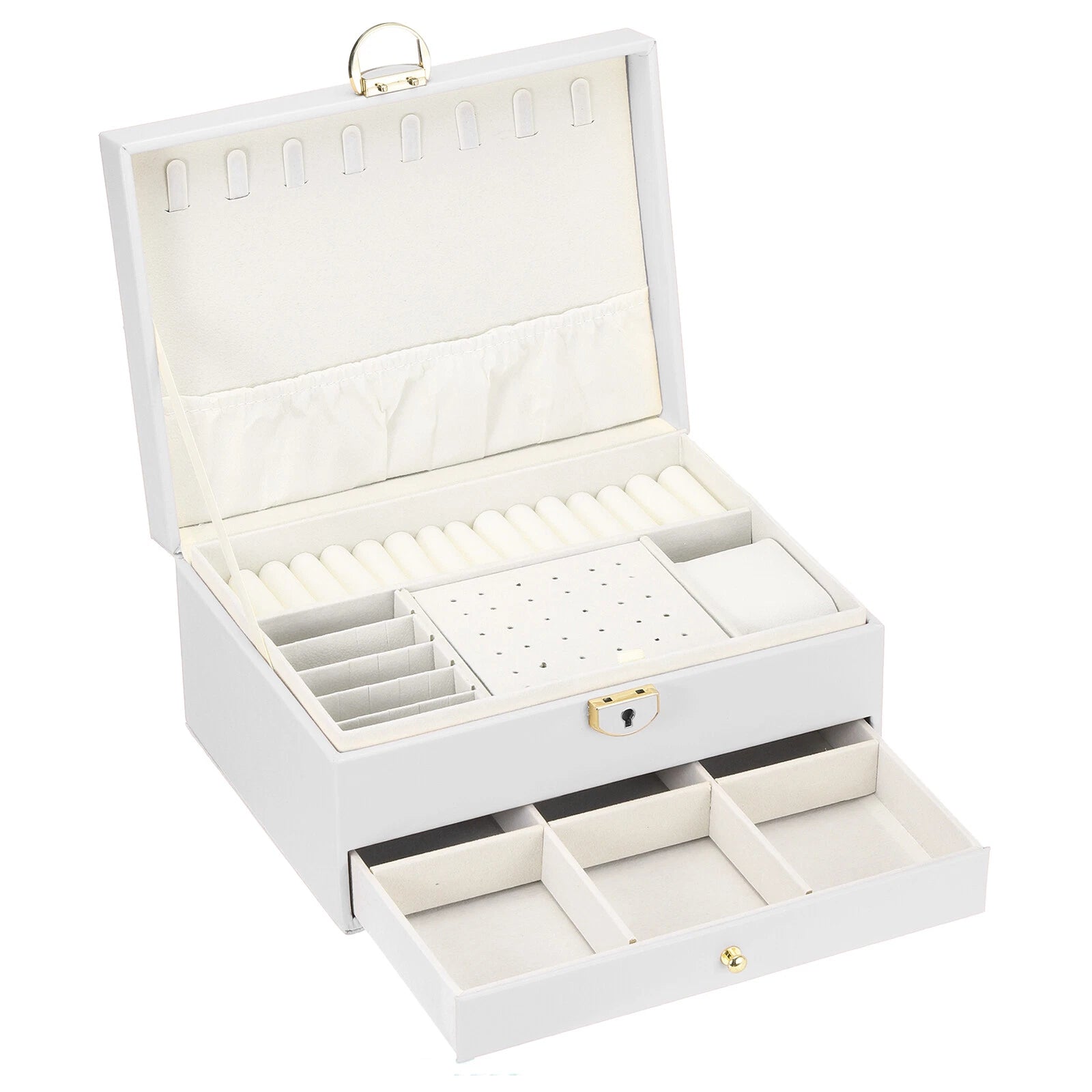 2 Layer Jewelry Box Organizer PU Leather Jewelry Storage Box for Necklace White | eBay
