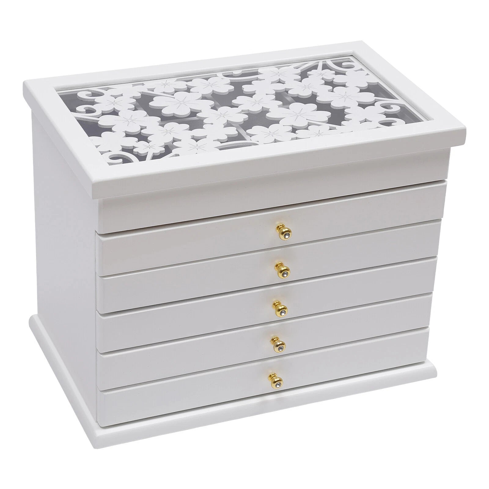 6-Layer Jewelry Box w/Drawers Large Ring Necklace Wodden StorageCase Women Gifts | eBay