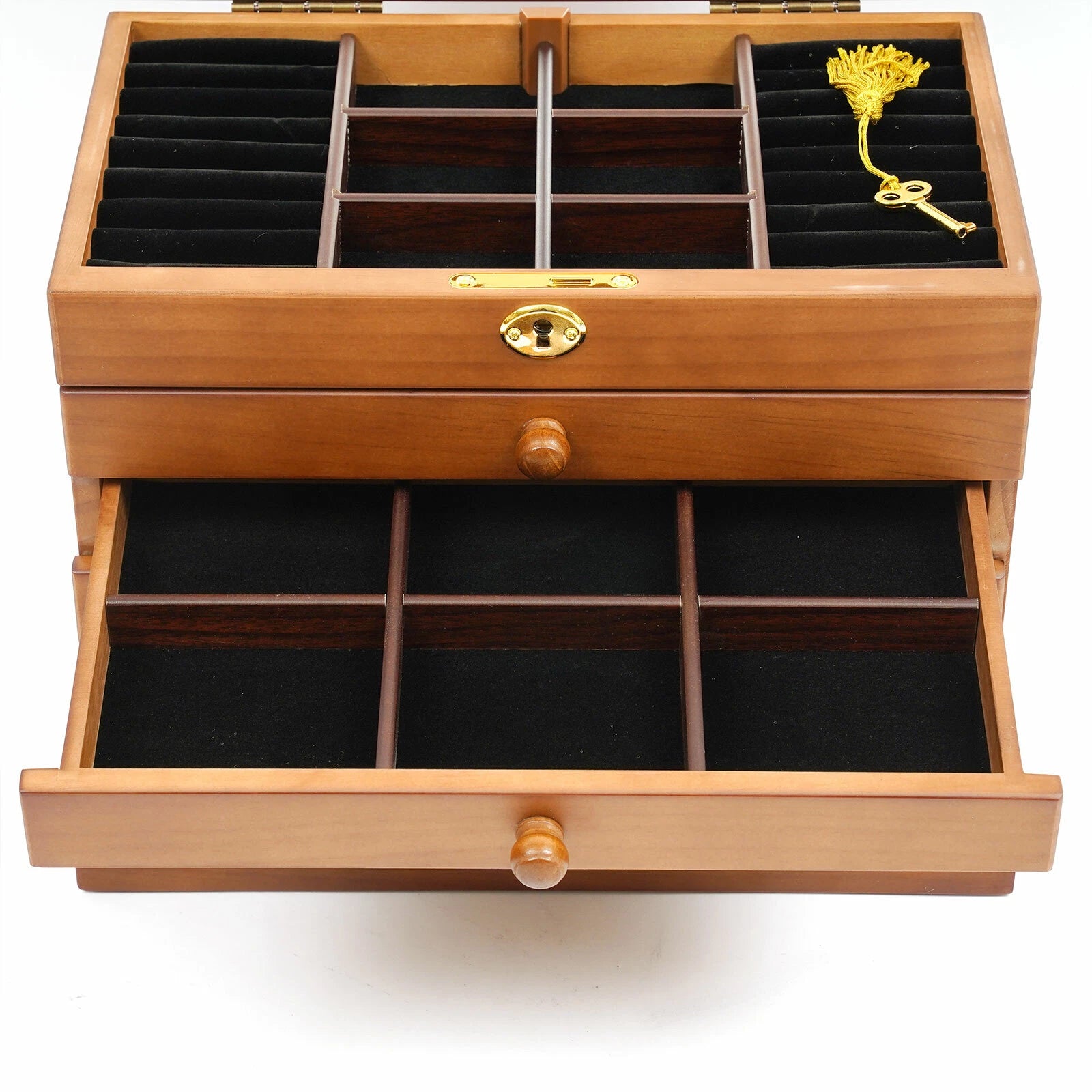 Large Capacity Wooden Jewelry Box Vintage Organizer Necklace Ring Display Boxes] | eBay
