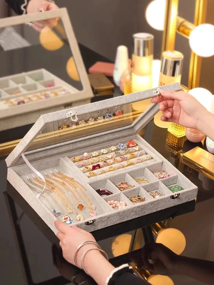 Jewelry Storage Box Large Capacity Rings Earrings Necklace Bracelet Display Case | eBay