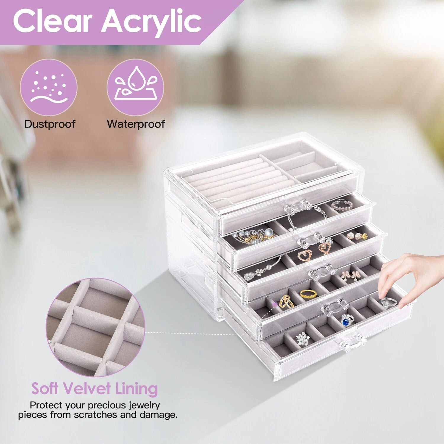 Stackable Jewelry Box Necklaces Jewelry Holder Velvet Holder Storage Organizer | eBay