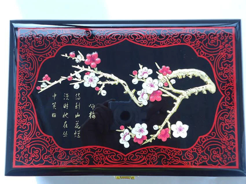21cm Chinese Plum Blossom Handmade Wooden Lacquer Embroidery Jewelry Storage Box | eBay