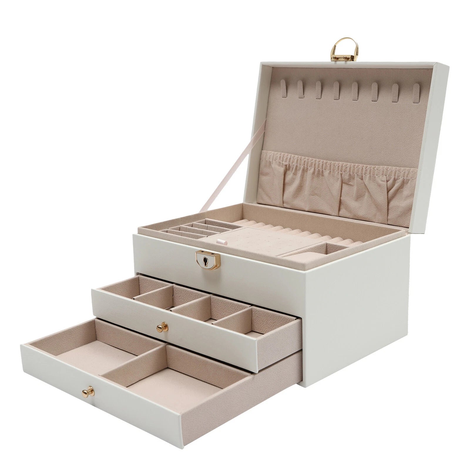 3 Tier Watch Box Jewelry Organizer Case Holder Bracelet Display Case with Drawer | eBay