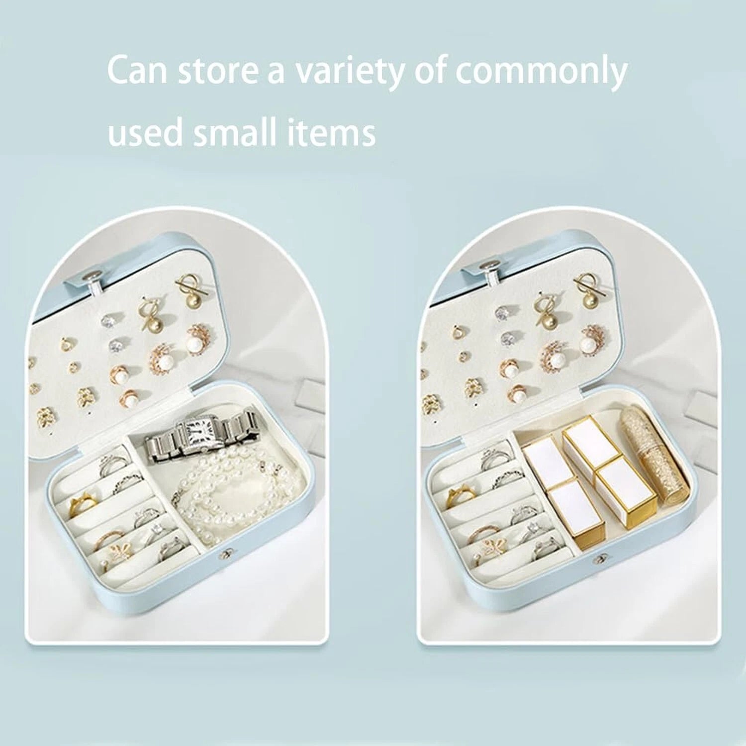 Blue Large Capacity Jewelry Storage Box, Portable Leather Jewelry Organizer f... | eBay