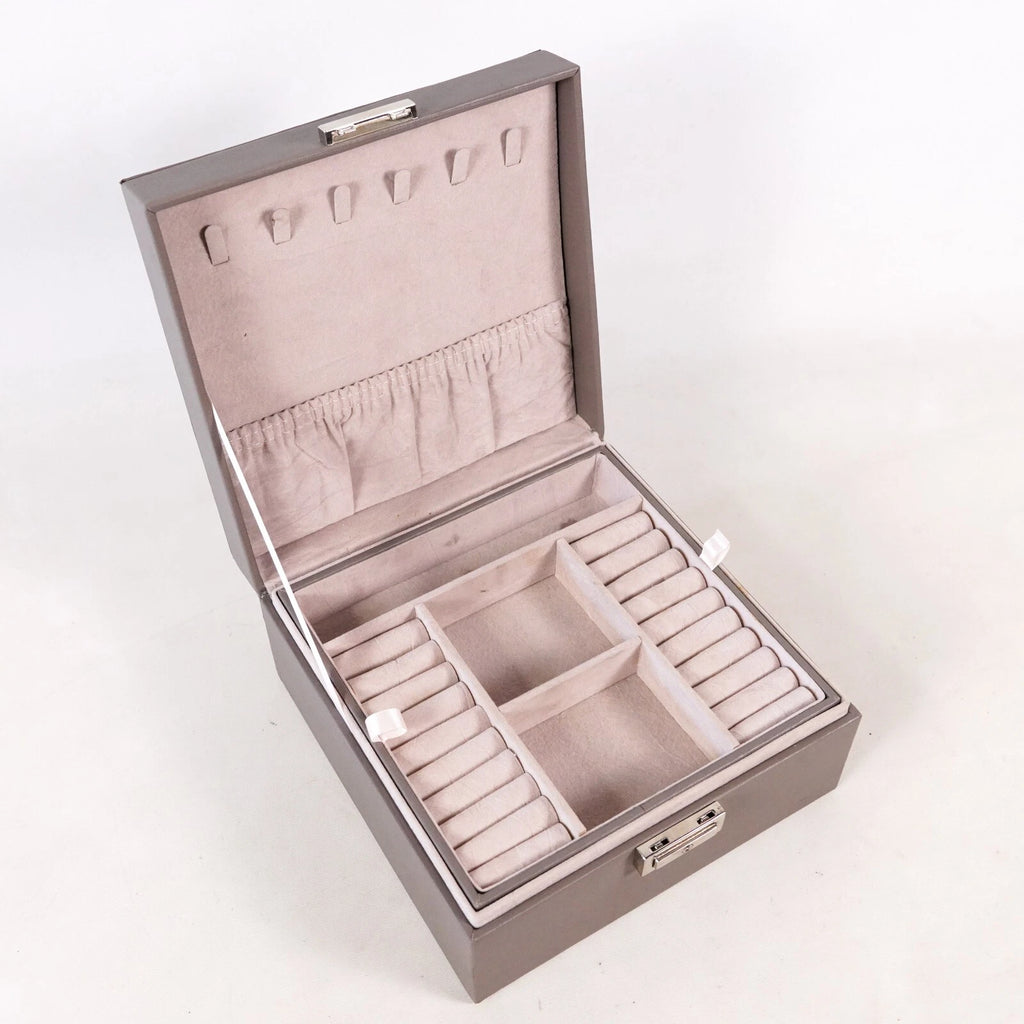 Jewelry Box Organizer Ring Necklace Brooch Storage Container Holder Case Gray | eBay