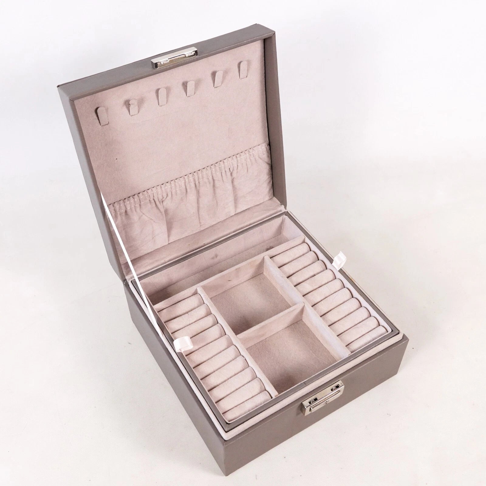 Jewelry Box Organizer Ring Necklace Brooch Storage Container Holder Case Gray | eBay