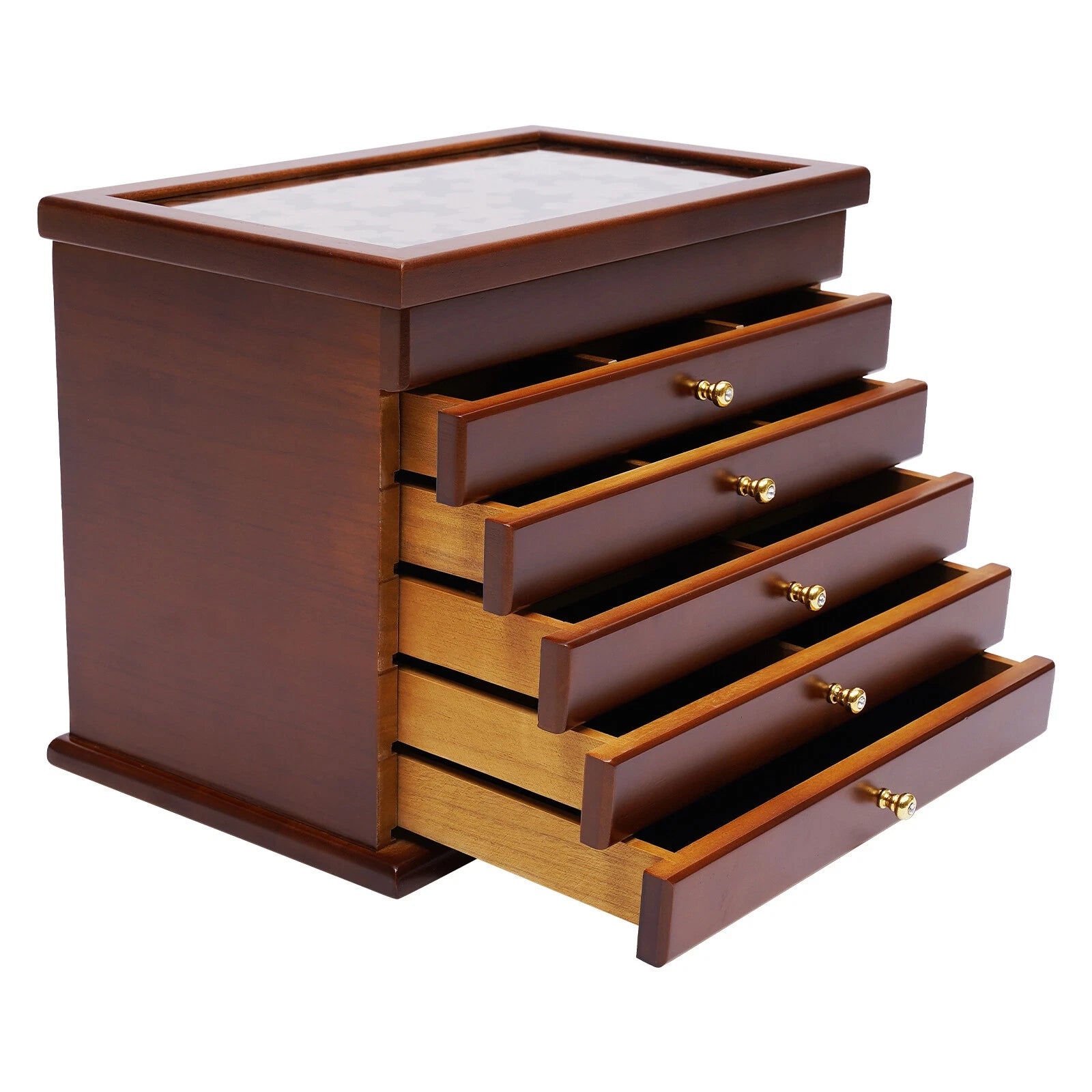 6 Layers Brown Vintage Jewelry Storage Wood Box Organizer Necklace Cabinet | eBay