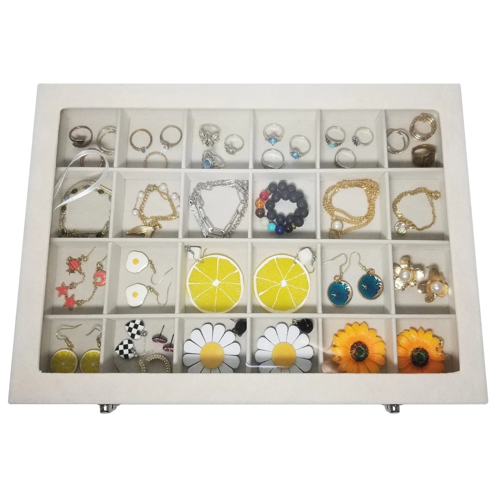 24 Grids Jewelry Box Removable Earrings Rings Organizer Box with Clear Lid fo... | eBay