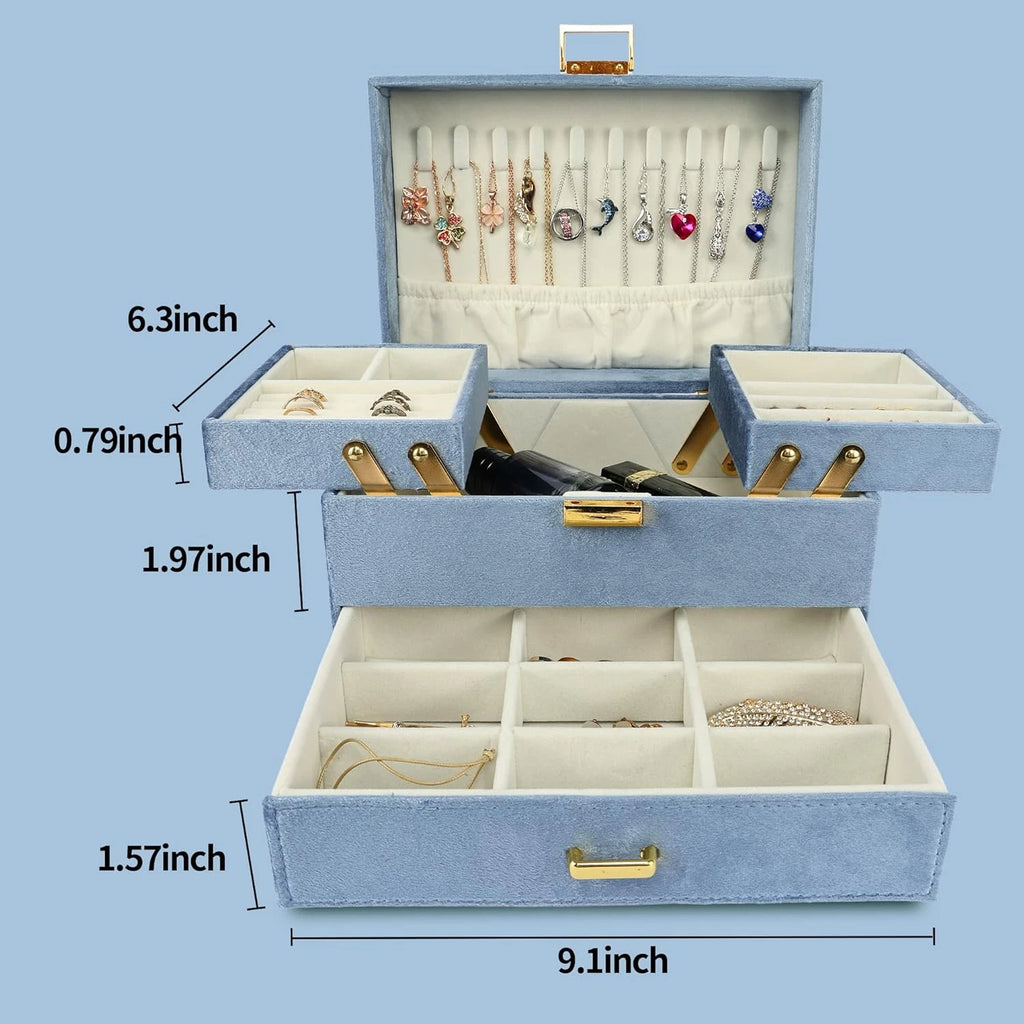 Velvet Jewelry Boxes for Women Girls, Jewelry Organizer Box, Jewelry Storage Org | eBay