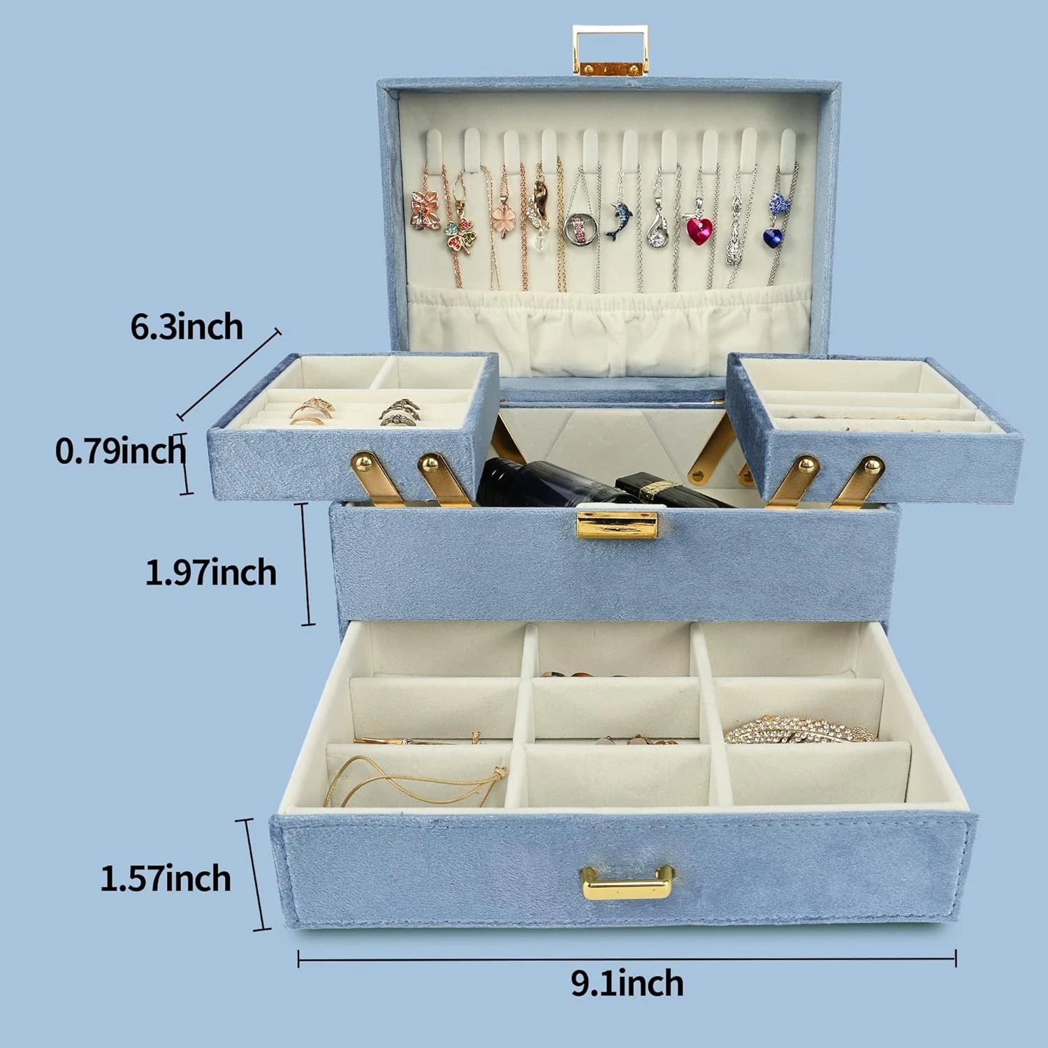 Velvet Jewelry Boxes for Women Girls, Jewelry Organizer Box, Jewelry Storage Org | eBay