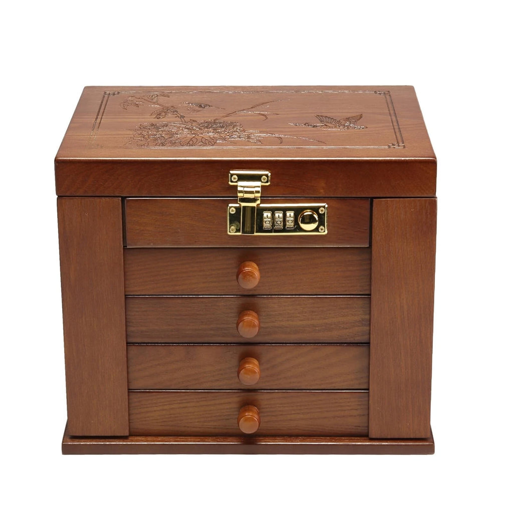FEECOZ Wooden Jewelry Box for Women, Jewelry Storage Box with Combo Lock for ... | eBay