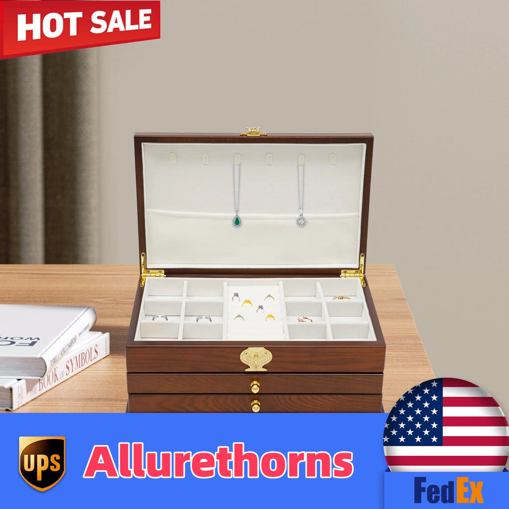 Jewelry Box Organizer for Women Girls 3 Layer Large Jewelry Storage Case White | eBay
