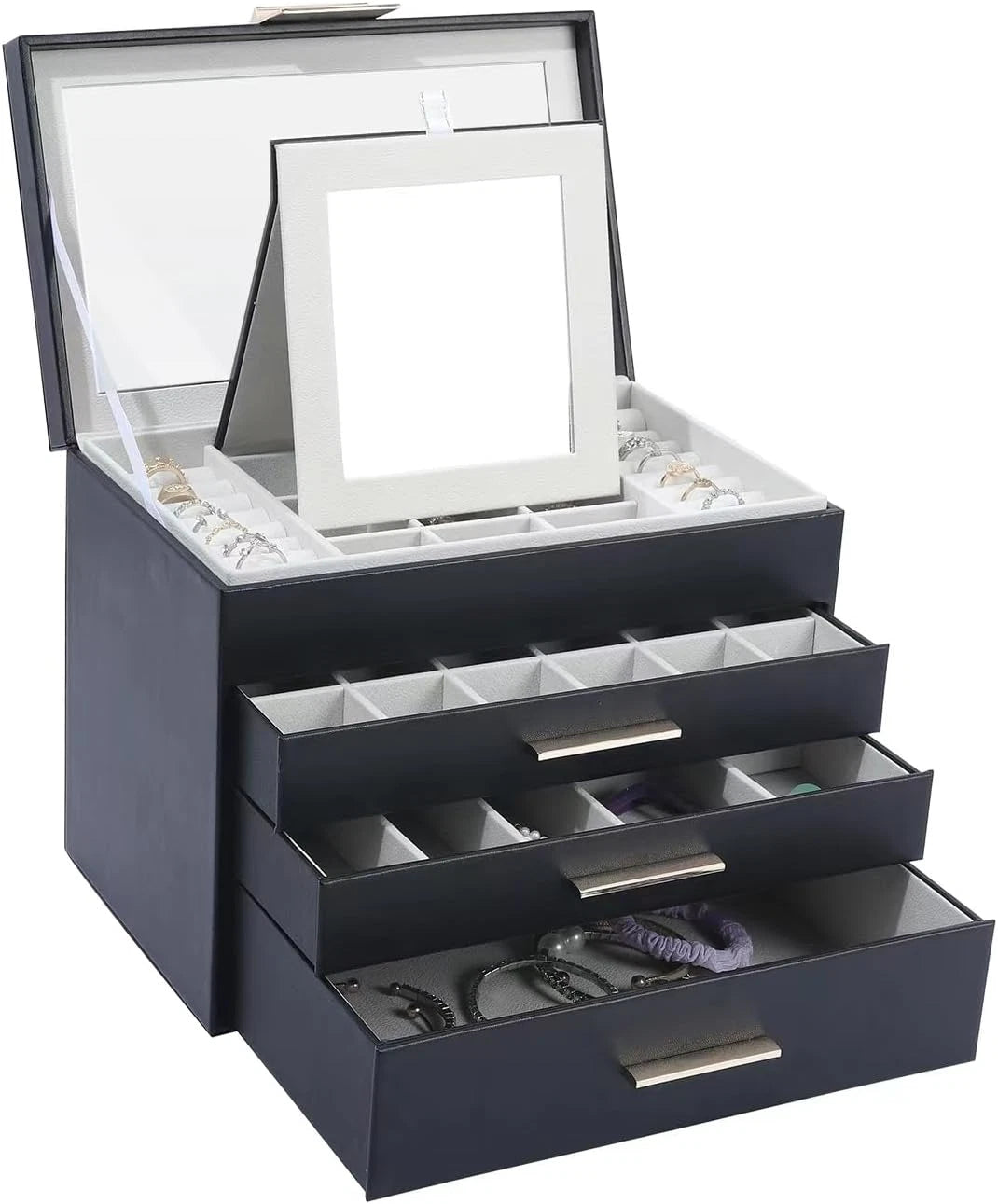 Jewelry Boxes for Women, White and Black 4 Layer Large Jewelry Box for Necklace, | eBay