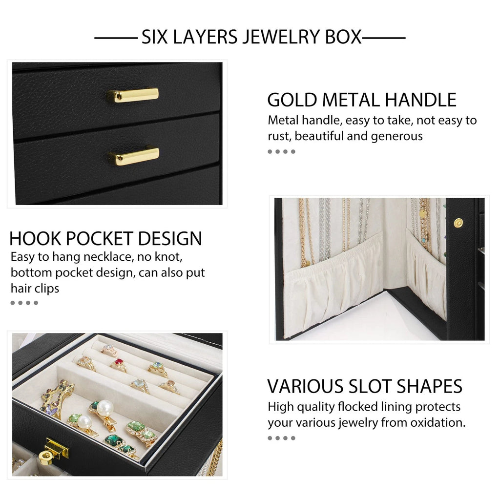 Jewelry Box Organizer Functional Leather Jewelry Storage Case for Women Girls... | eBay