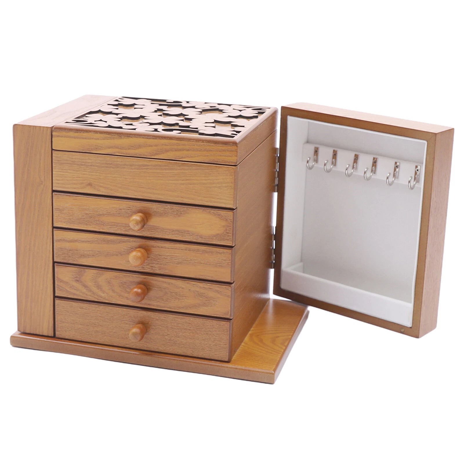 5 Layers Wooden Storage Cage Jewelry Box Organizer Women Girls Gift w/ Drawers | eBay