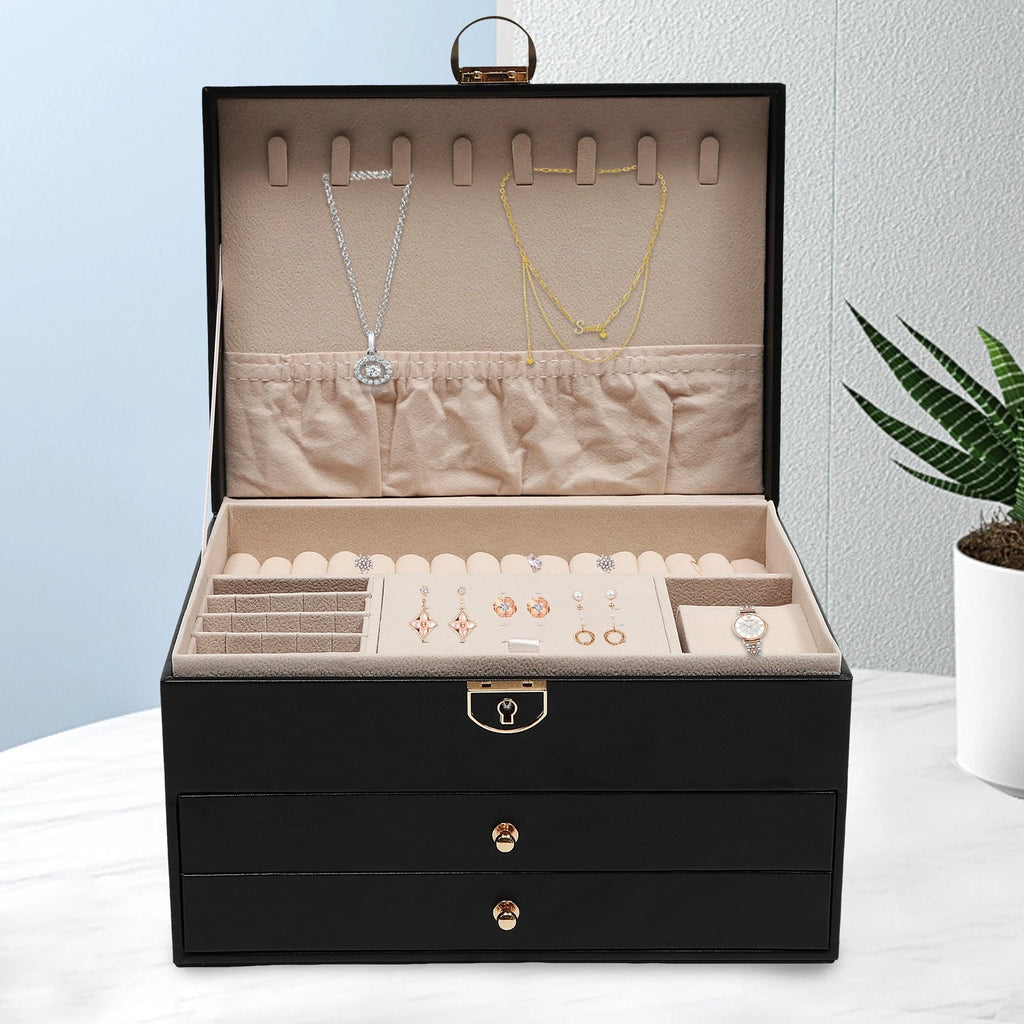 PU Watch Storage Box with Drawer Jewelry Organizer Watch Holder Display Case | eBay