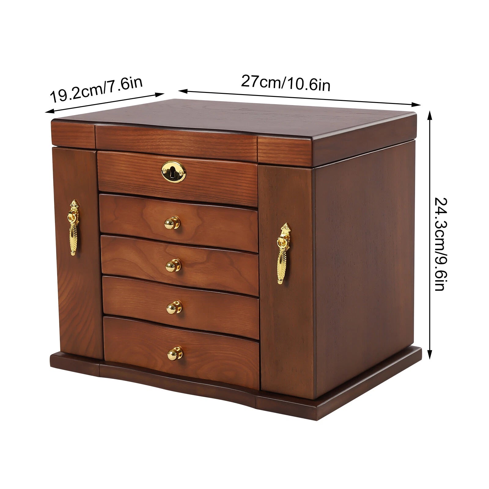 5 - Layer Jewelry Box 4 Drawers Wooden Large For Wowen W/ Mirror Organizer Box | eBay