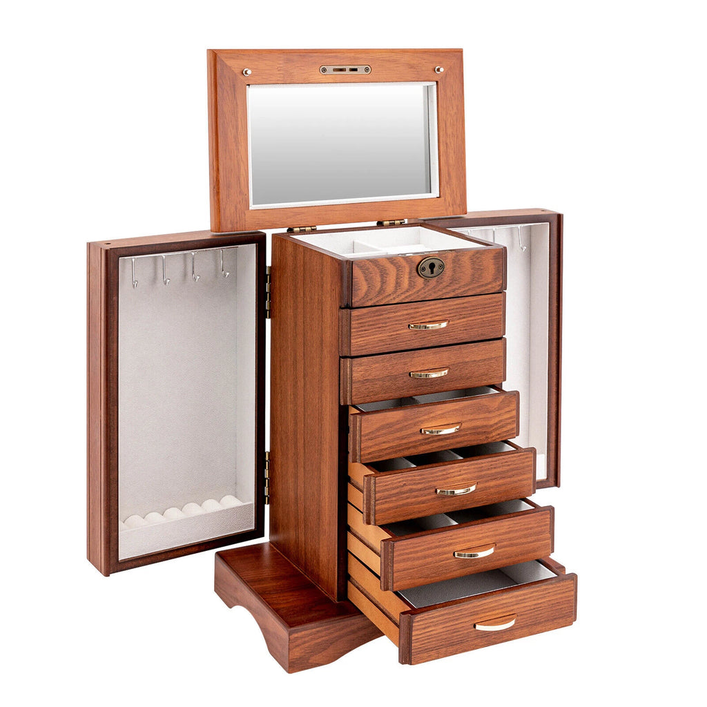 Wooden Jewelry Box Cabinet Storage Beauty 7 Drawers Case For Festival Gifts NEW | eBay