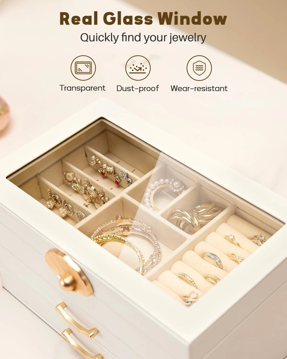 Enthralite Jewelry Box with 2 Drawers Jewelry Display Organizer for Earrings | eBay