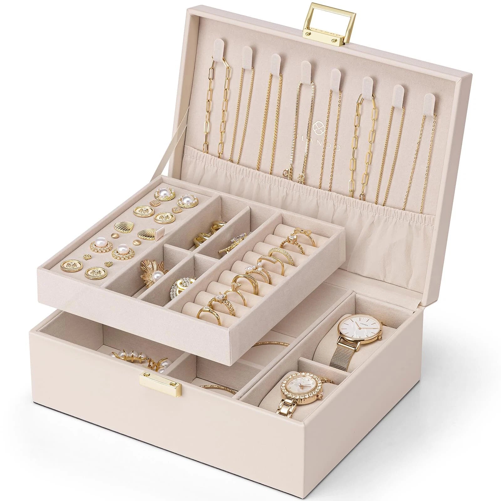 Vlando 2 Layer Jewelry Box Large Jewelry Organizer for Women Removable Jewele... | eBay